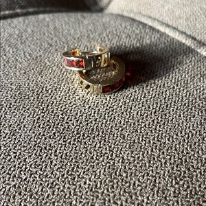 Elegant Gold and Red Gemstone Women's Ring